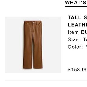 J Crew Faux Leather Pants